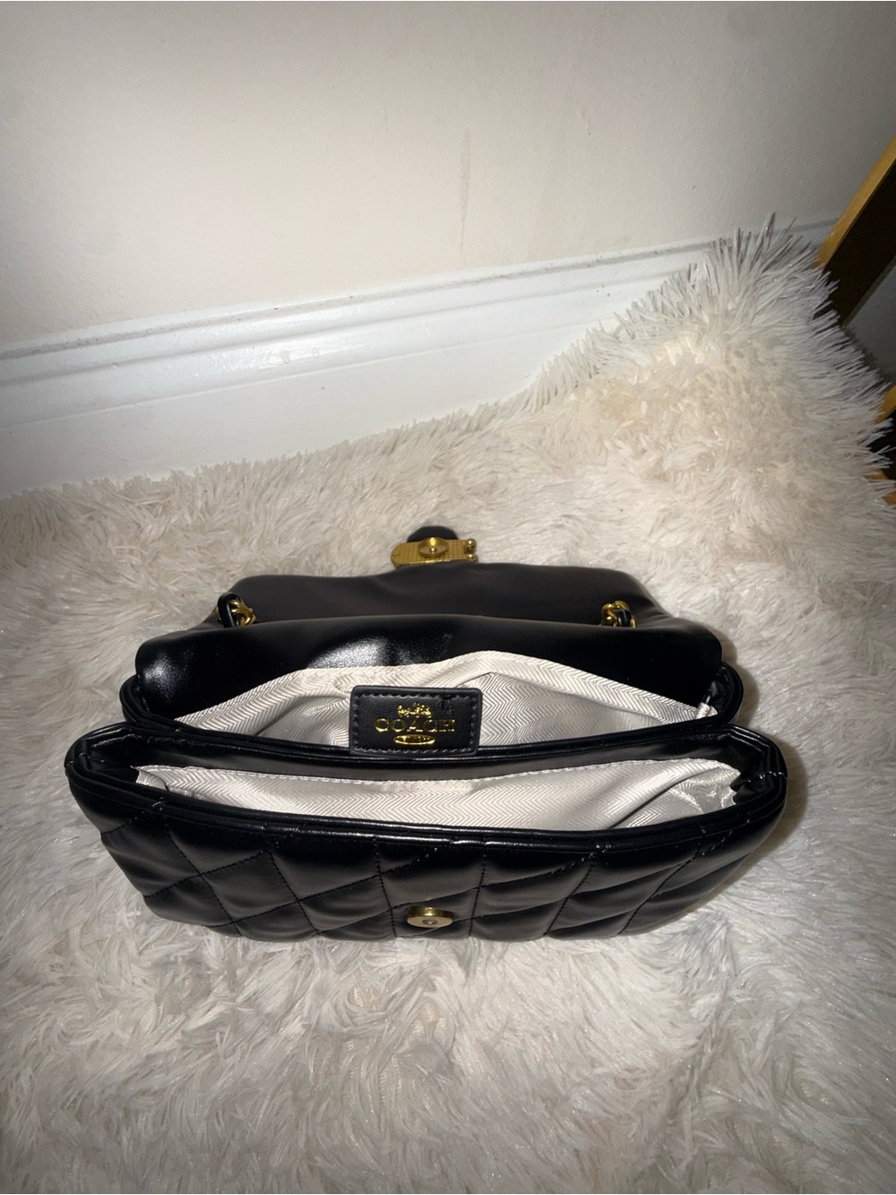 Coach Black Quilted Shoulder Bag with Gold Hardware - Picture 2 of 4